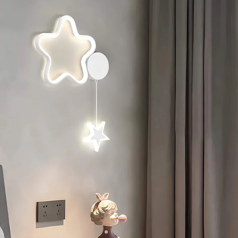 Kids Night Light Wall Lamp – Magical Cloud and Star Decor for Children's Room