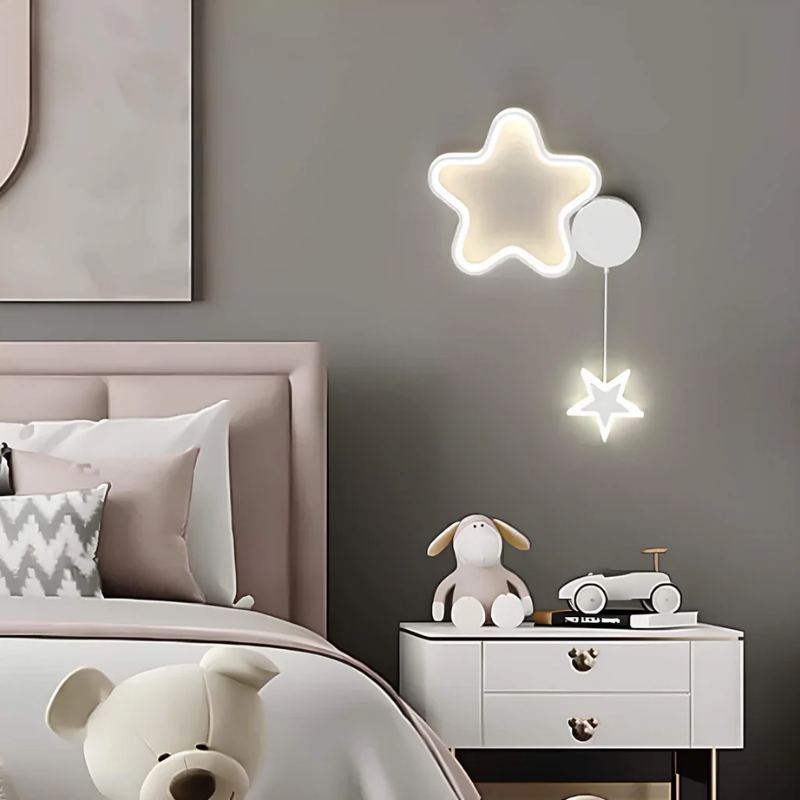 Kids Night Light Wall Lamp – Magical Cloud and Star Decor for Children's Room