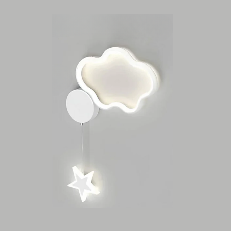Kids Night Light Wall Lamp – Magical Cloud and Star Decor for Children's Room