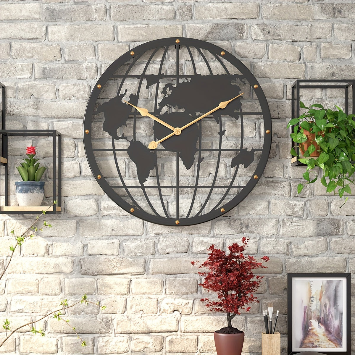 Metal Wall Clock 40 cm – Stylish Home Office Decor with Gold Numerals
