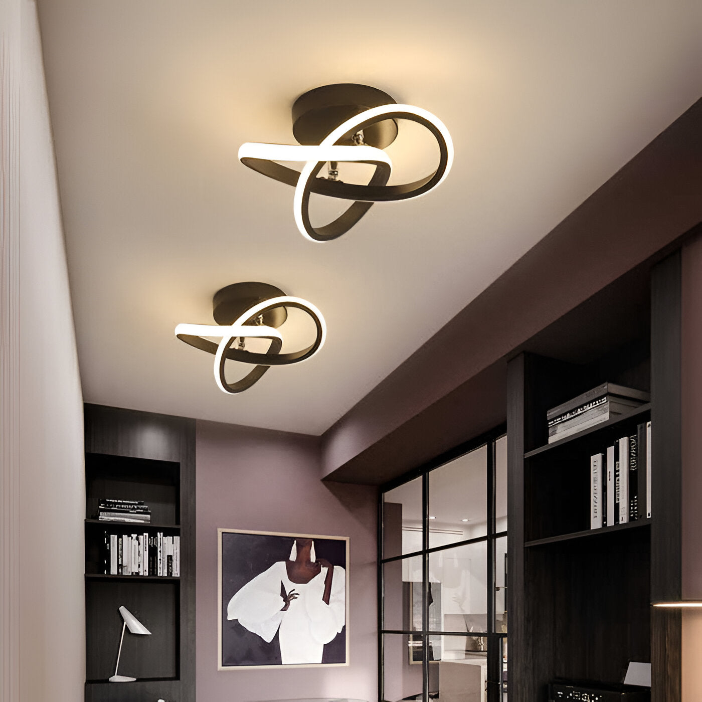 LED Ceiling Light – Elegant Artistic Swirl Design for Home Office Decor