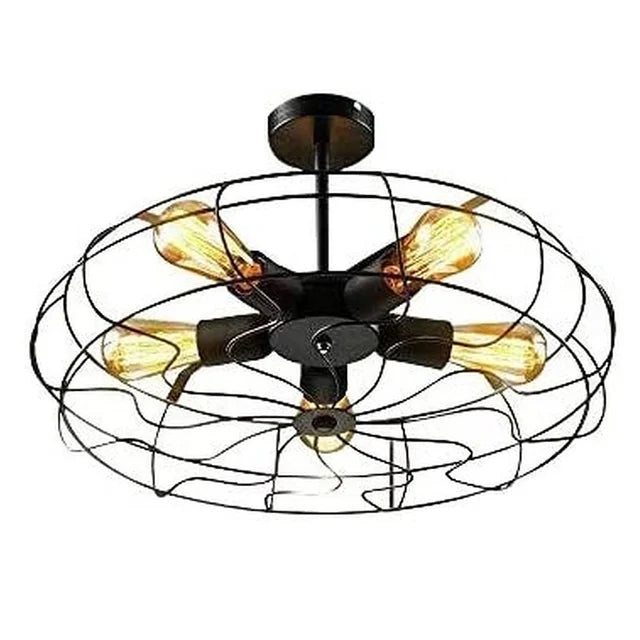 Ceiling Light Fixture – Elegant Retro Cage Design for Home Office Decor