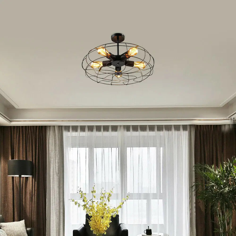 Ceiling Light Fixture – Elegant Retro Cage Design for Home Office Decor