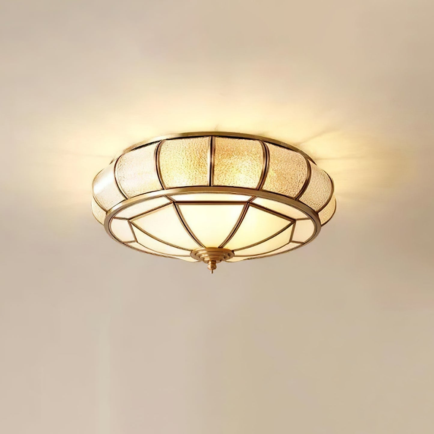 Ceiling Light Fixture – Round Textured Glass Design for Home Office Decor