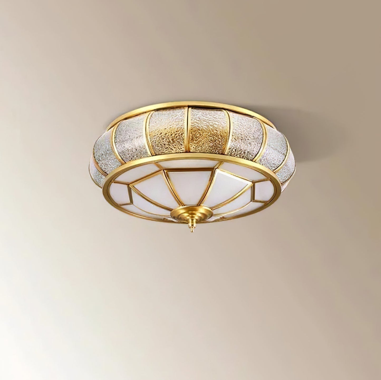 Ceiling Light Fixture – Round Textured Glass Design for Home Office Decor