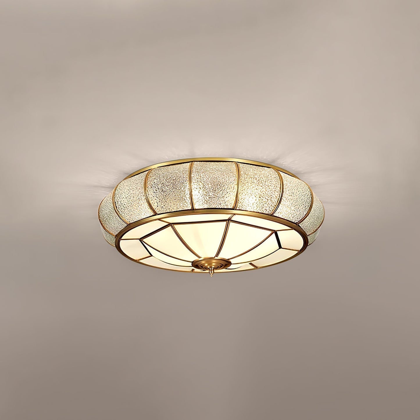 Ceiling Light Fixture – Round Textured Glass Design for Home Office Decor