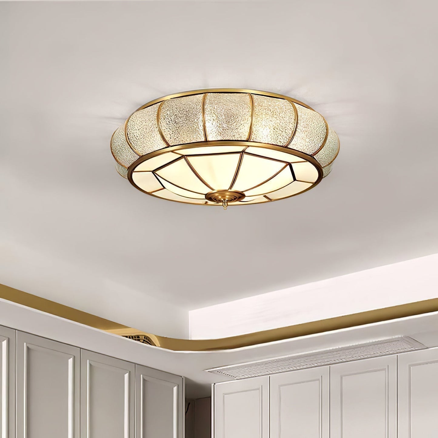 Ceiling Light Fixture – Round Textured Glass Design for Home Office Decor