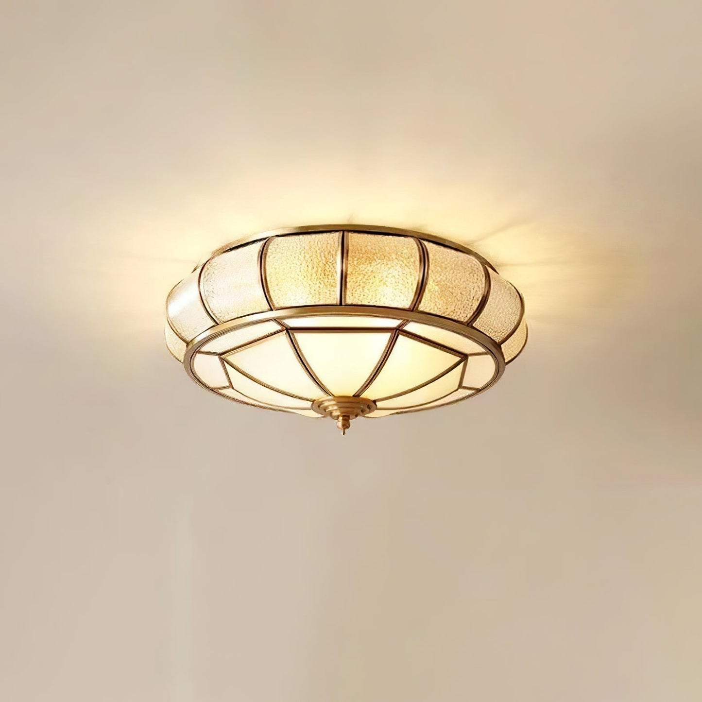 Ceiling Light Fixture – Round Textured Glass Design for Home Office Decor