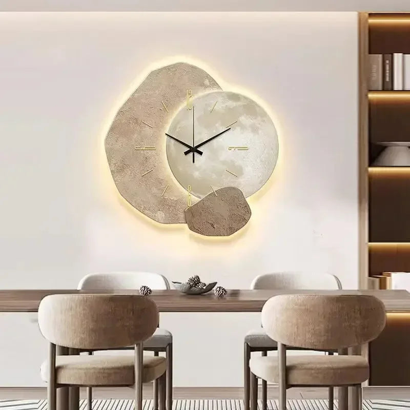 Wooden Wall Clock with USB Lamp – Aesthetic Home Decor for Office Spaces