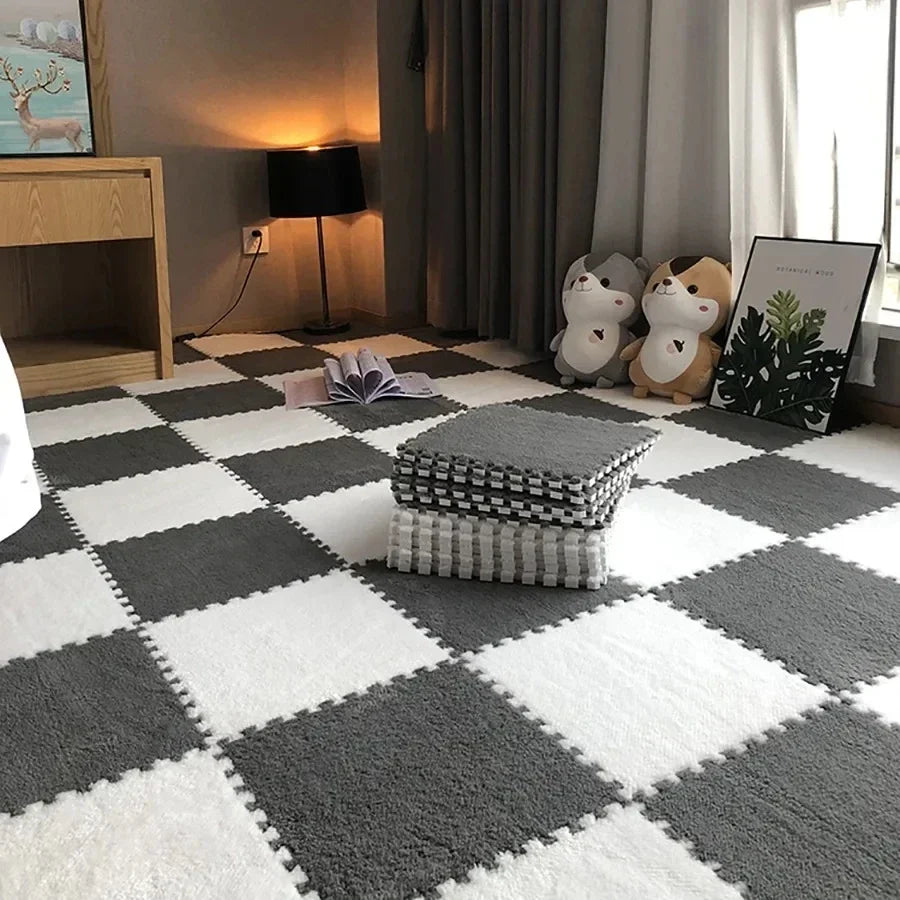 Kids Playroom Floor Mat 30x30 cm – Soft Plush Puzzle Carpet for Safe Play