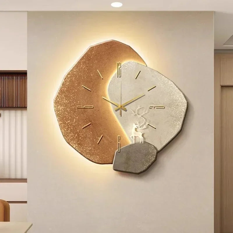 Wooden Wall Clock with USB Lamp – Aesthetic Home Decor for Office Spaces
