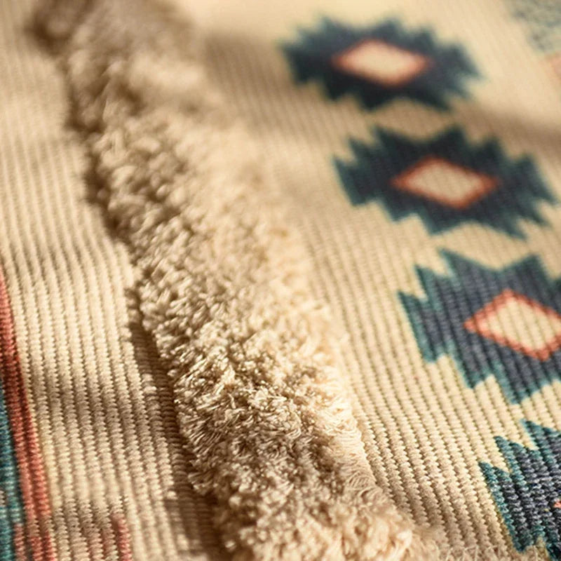 Boho Rug 60x90 cm – Handwoven Retro Fringed Area Rug for Living Room Decor