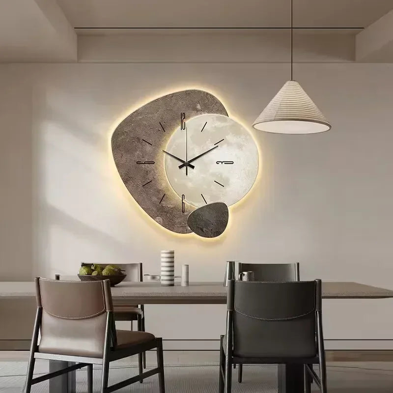 Wooden Wall Clock with USB Lamp – Aesthetic Home Decor for Office Spaces