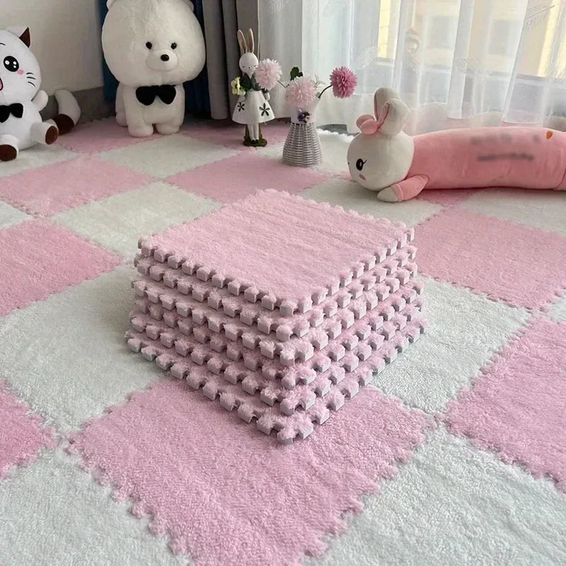 Kids Playroom Floor Mat 30x30 cm – Soft Plush Puzzle Carpet for Safe Play