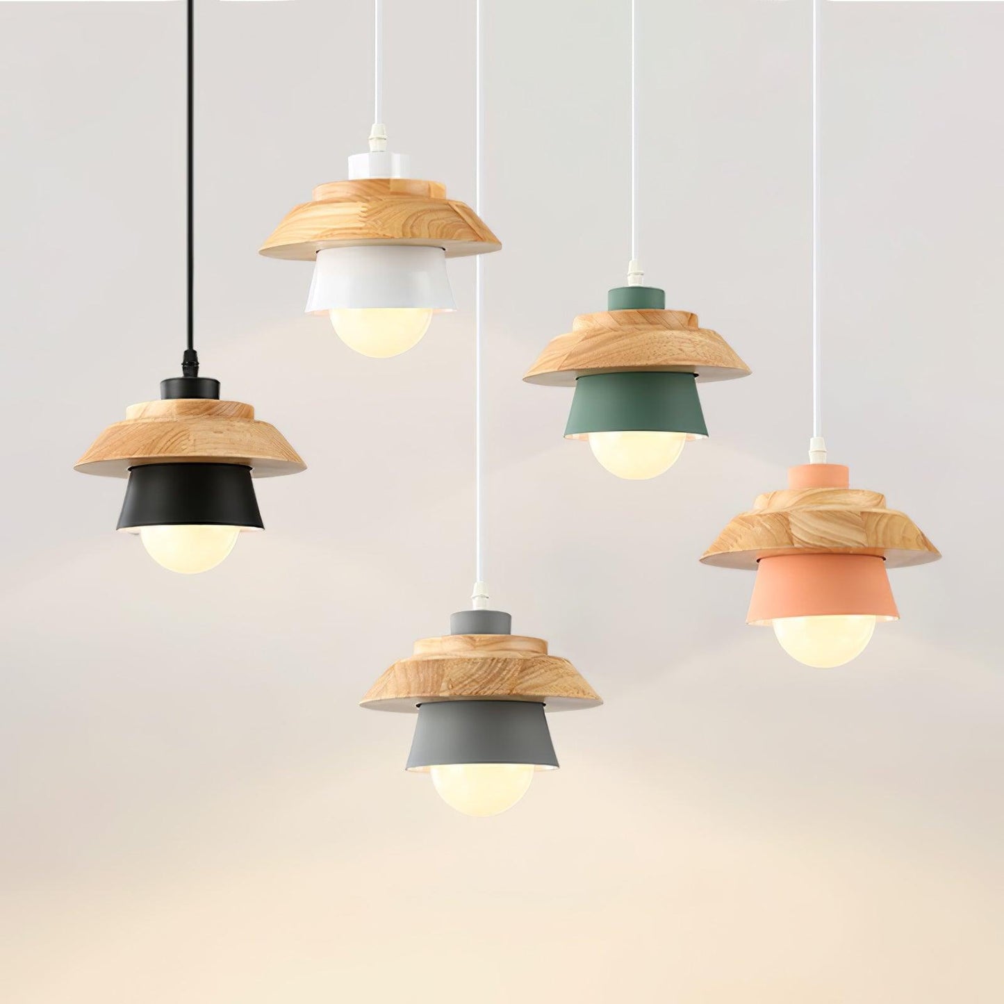 Scandinavian Pendant Light – Wood and Stone Design for Home Office Decor