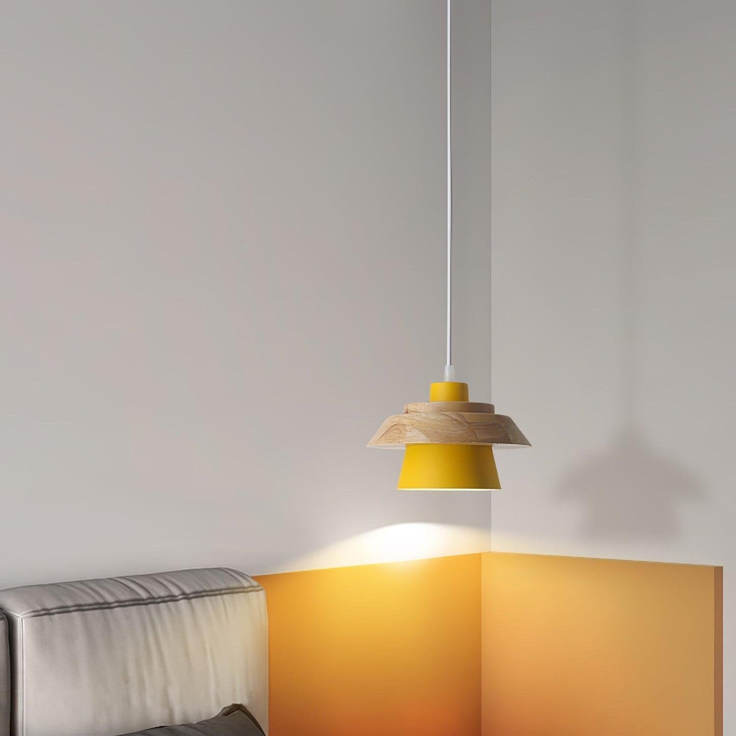 Scandinavian Pendant Light – Wood and Stone Design for Home Office Decor