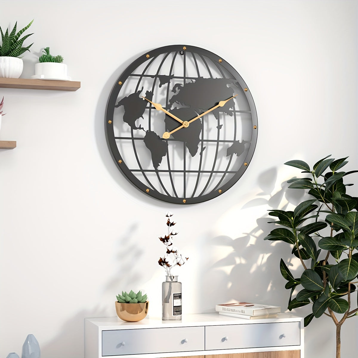 Metal Wall Clock 40 cm – Stylish Home Office Decor with Gold Numerals