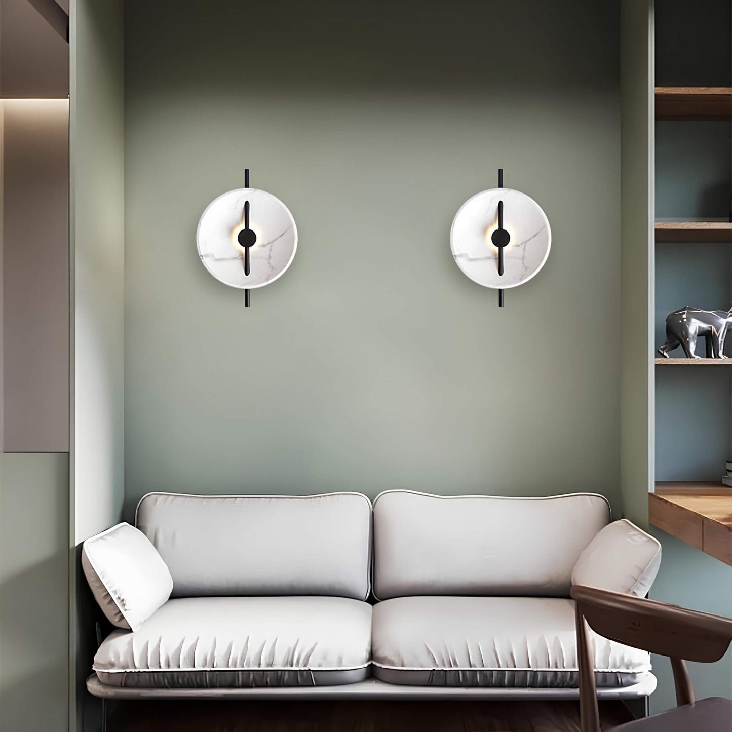 LED Wall Light Modern Design – Round Marble Fixture for Home Office Decor