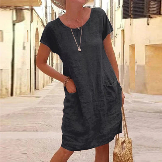 Casual Dress Women – Elegant Summer Dress with Sleeves and Flowy Design