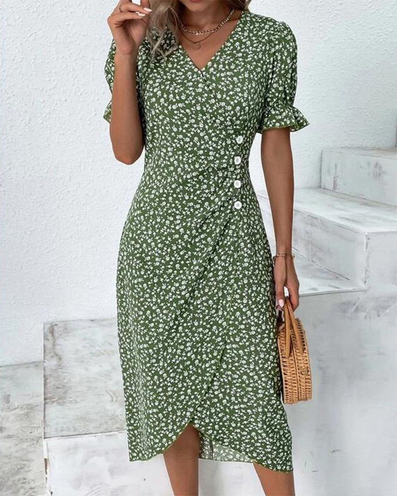 Elegant Button Dress – Women's Chic Midi Dress for Parties