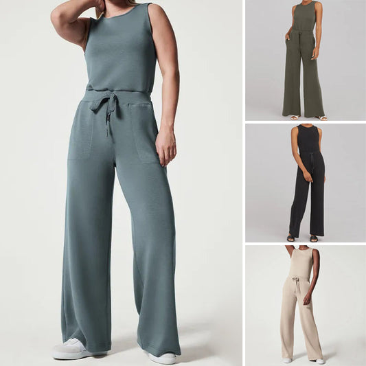 Solid Jumpsuit Women – Sleeveless Elegant Outfit for Casual or Party