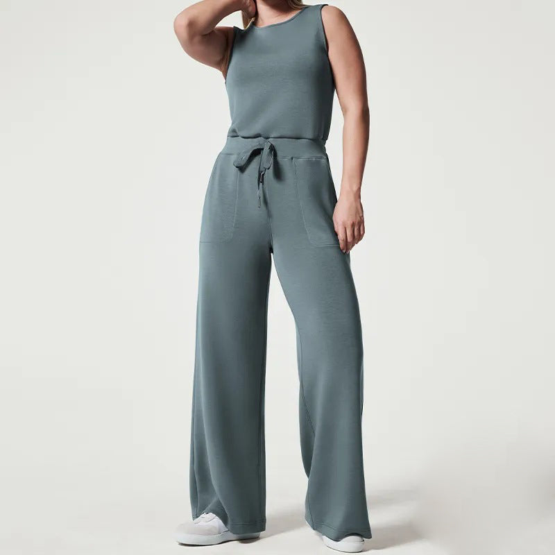 Solid Jumpsuit Women – Sleeveless Elegant Outfit for Casual or Party