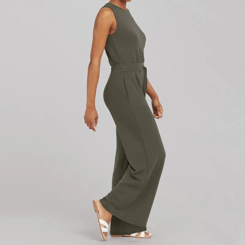 Solid Jumpsuit Women – Sleeveless Elegant Outfit for Casual or Party