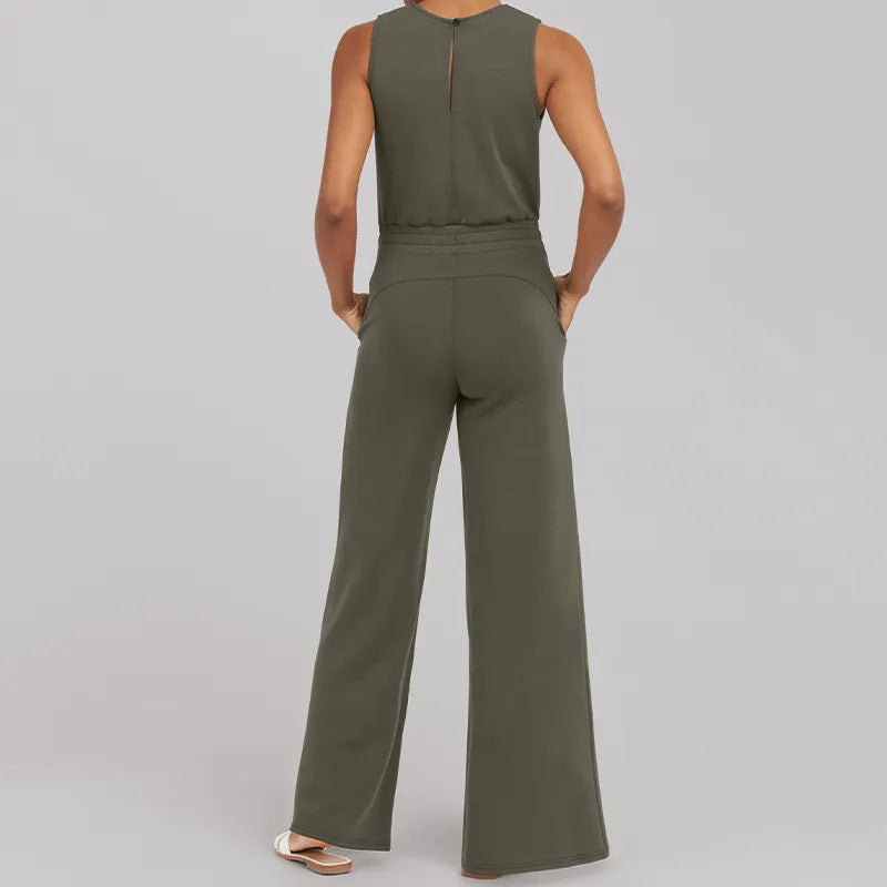 Solid Jumpsuit Women – Sleeveless Elegant Outfit for Casual or Party