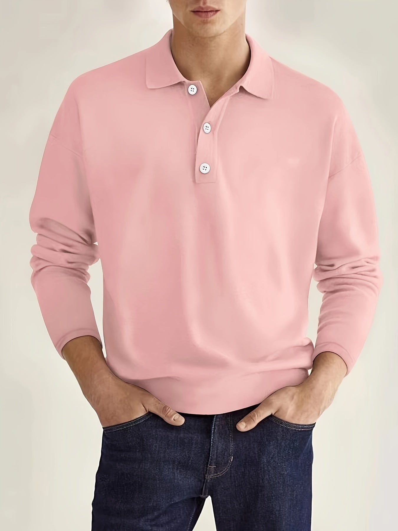 Men's Long Sleeve Polo Shirt – Stylish Casual Top for Work and Play