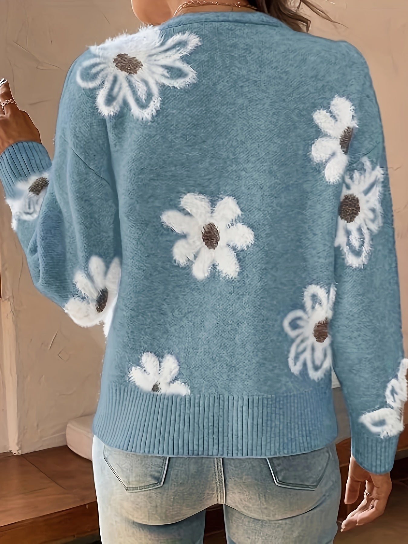 Cozy Pullover Sweater – Soft Knit Bloom Design for Women