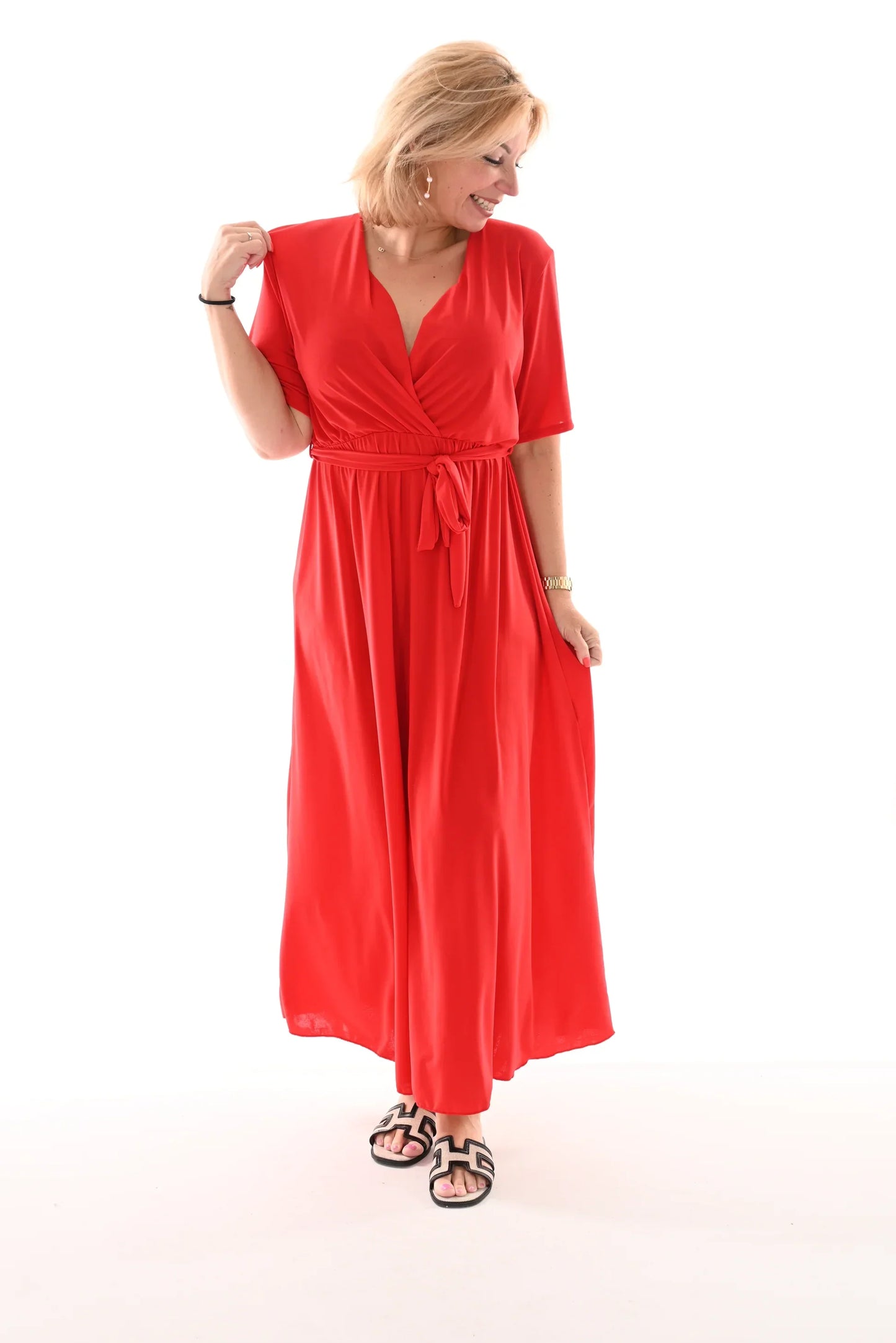 Maxi Dress Travel – Elegant Belted Summer Dress for Women