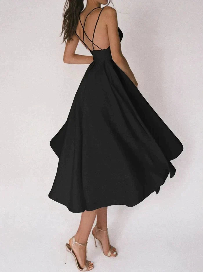 Elegant V-Neck Dress with Straps – Chic Evening Gown for Women