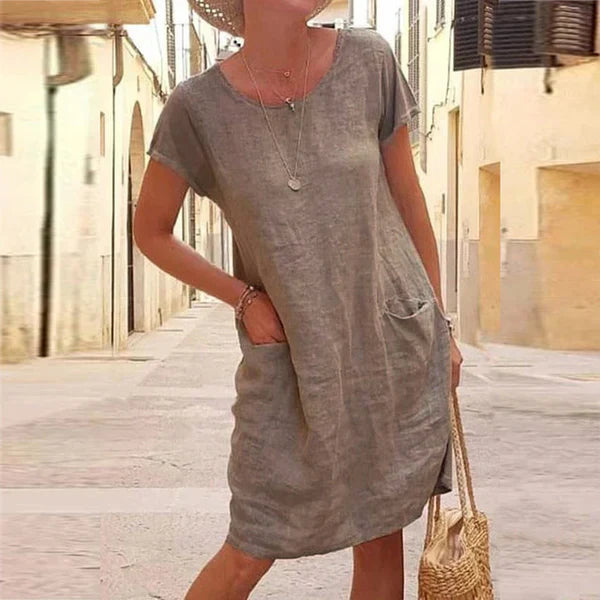 Casual Dress Women – Elegant Summer Dress with Sleeves and Flowy Design