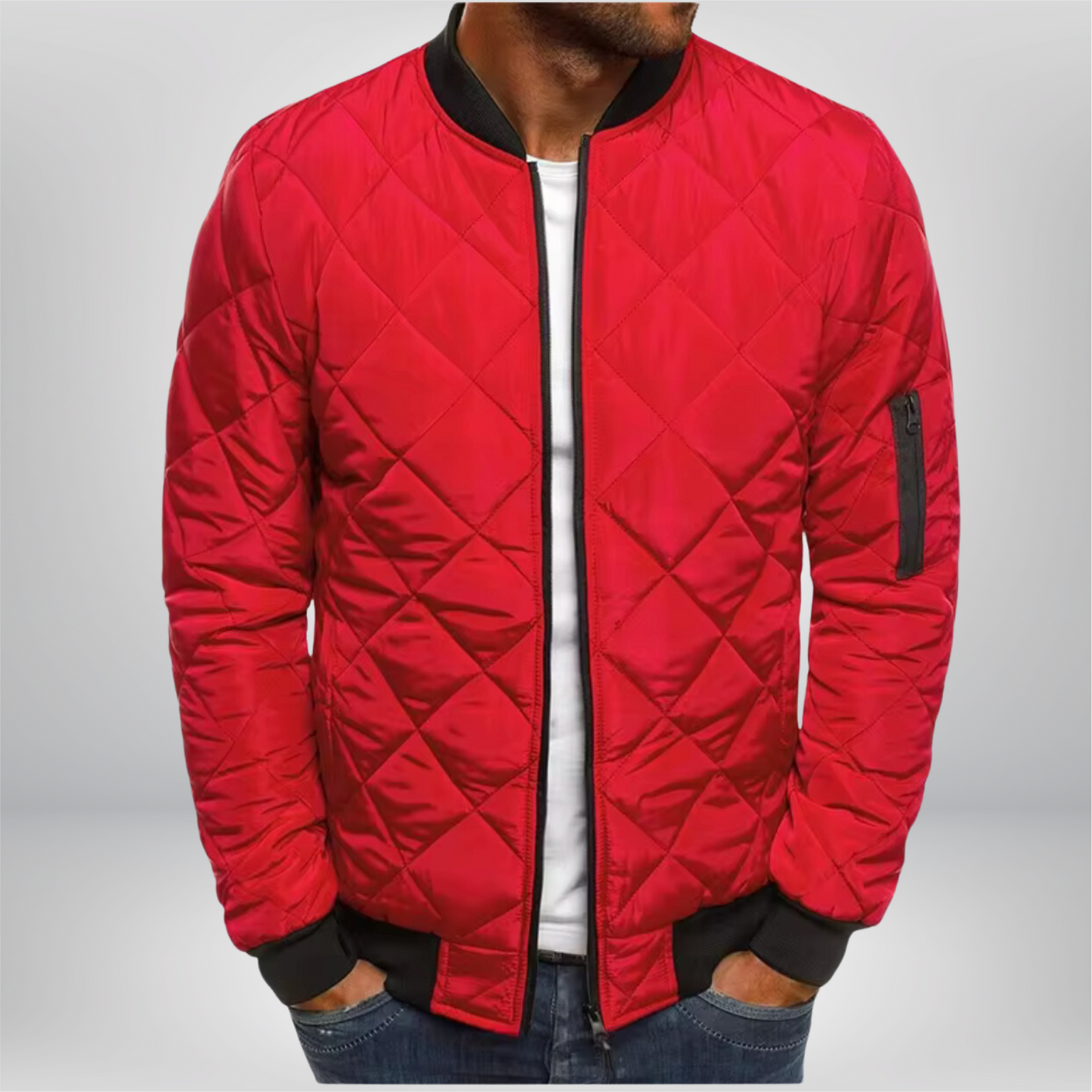 Quilted Bomber Jacket for Men – Stylish Lightweight Outerwear