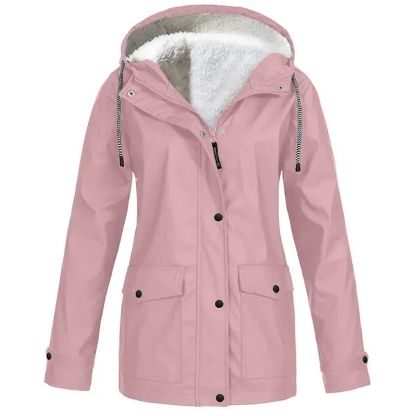 Warm Fleece Raincoat Women – Stylish Waterproof Jacket for Cold Weather