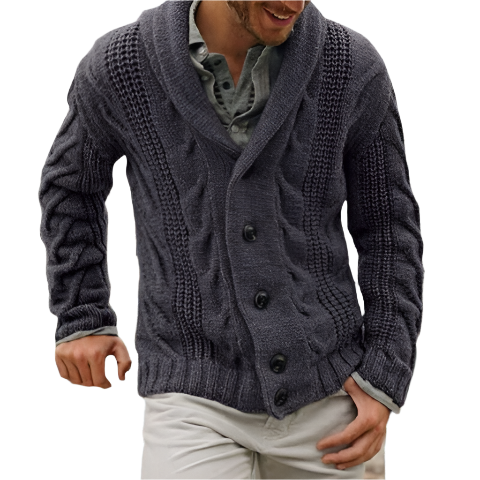 Men's Shawl Collar Cardigan – Elegant Knit Sweater for Stylish Layering