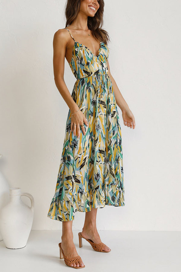 Colorful Midi Dress for Women – Elegant Casual Dress with Vibrant Print