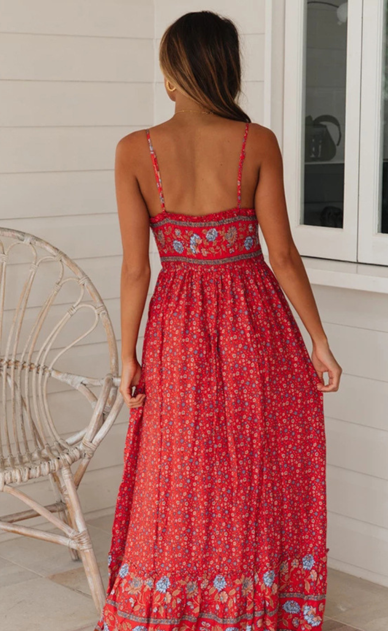 Bohemian Dress – Strappy Chic Summer Maxi Dress for Women