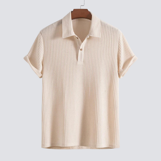 Waffle Knit Polo Shirt – Men's Casual Knit Top for Everyday Wear