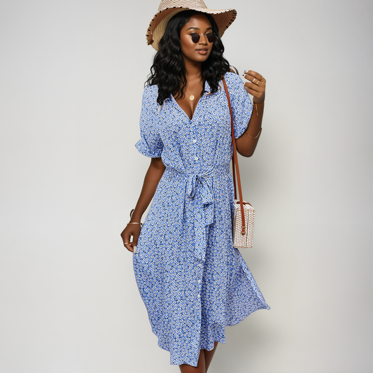 Summer Dress Women – Elegant Floral Midi Dress for Casual Events