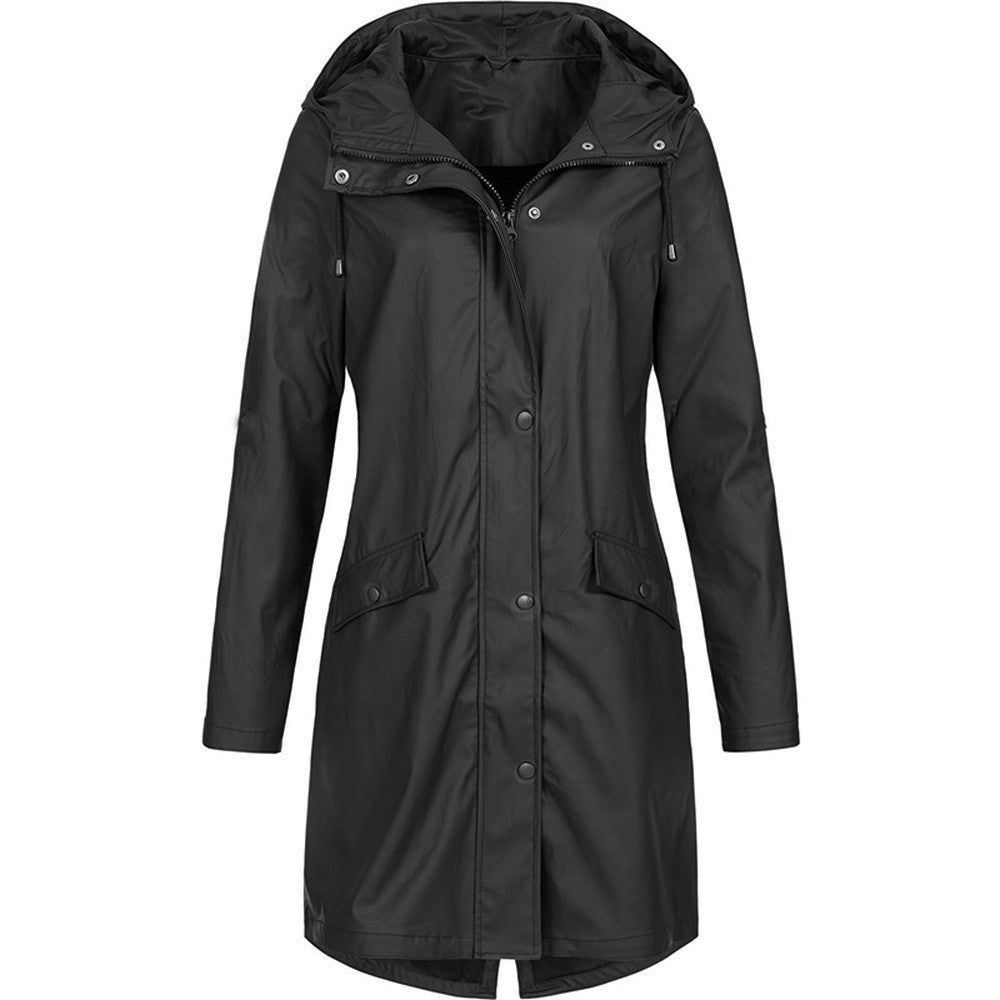 Waterproof Raincoat Women – Long Stylish Rain Jacket for Outdoor Use