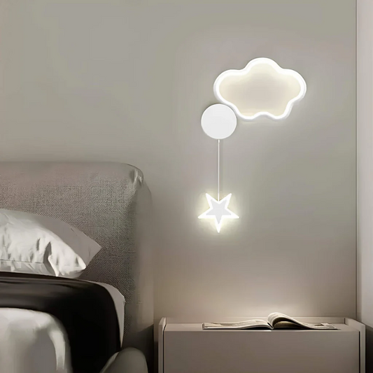 Kids Night Light Wall Lamp – Magical Cloud and Star Decor for Children's Room