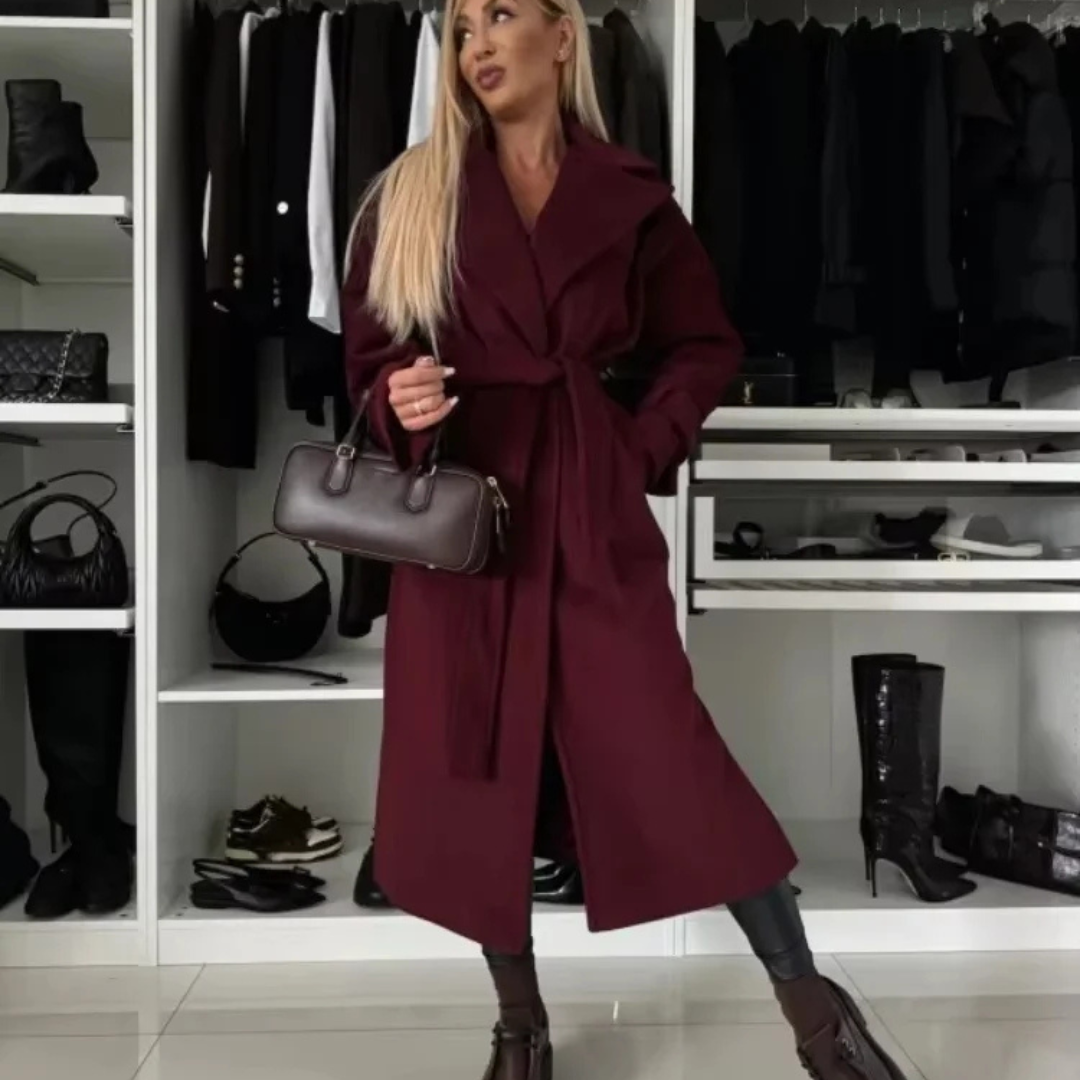 Elegant Burgundy Coat – Stylish Women's Outerwear for Fall and Winter