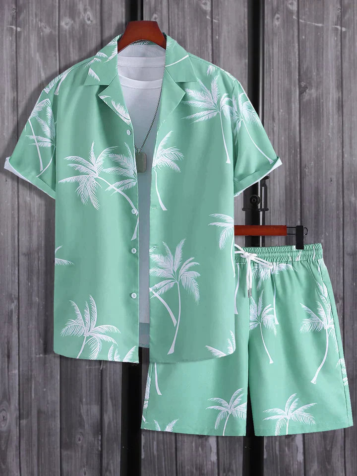 Tropical Palm Tree Print Set – Hawaii-Inspired Bedding for Beach Decor