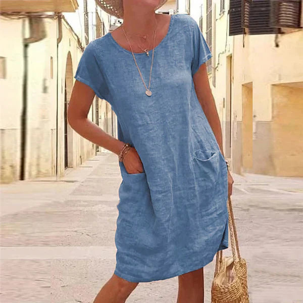 Casual Dress Women – Elegant Summer Dress with Sleeves and Flowy Design