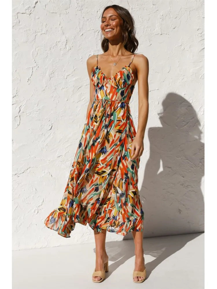 Colorful Dress for Women – Elegant Floral Print Summer Dress