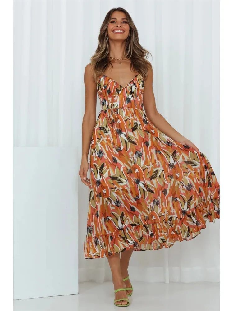 Colorful Dress for Women – Elegant Floral Print Summer Dress