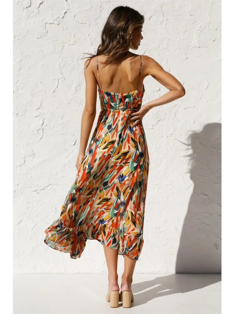 Colorful Dress for Women – Elegant Floral Print Summer Dress