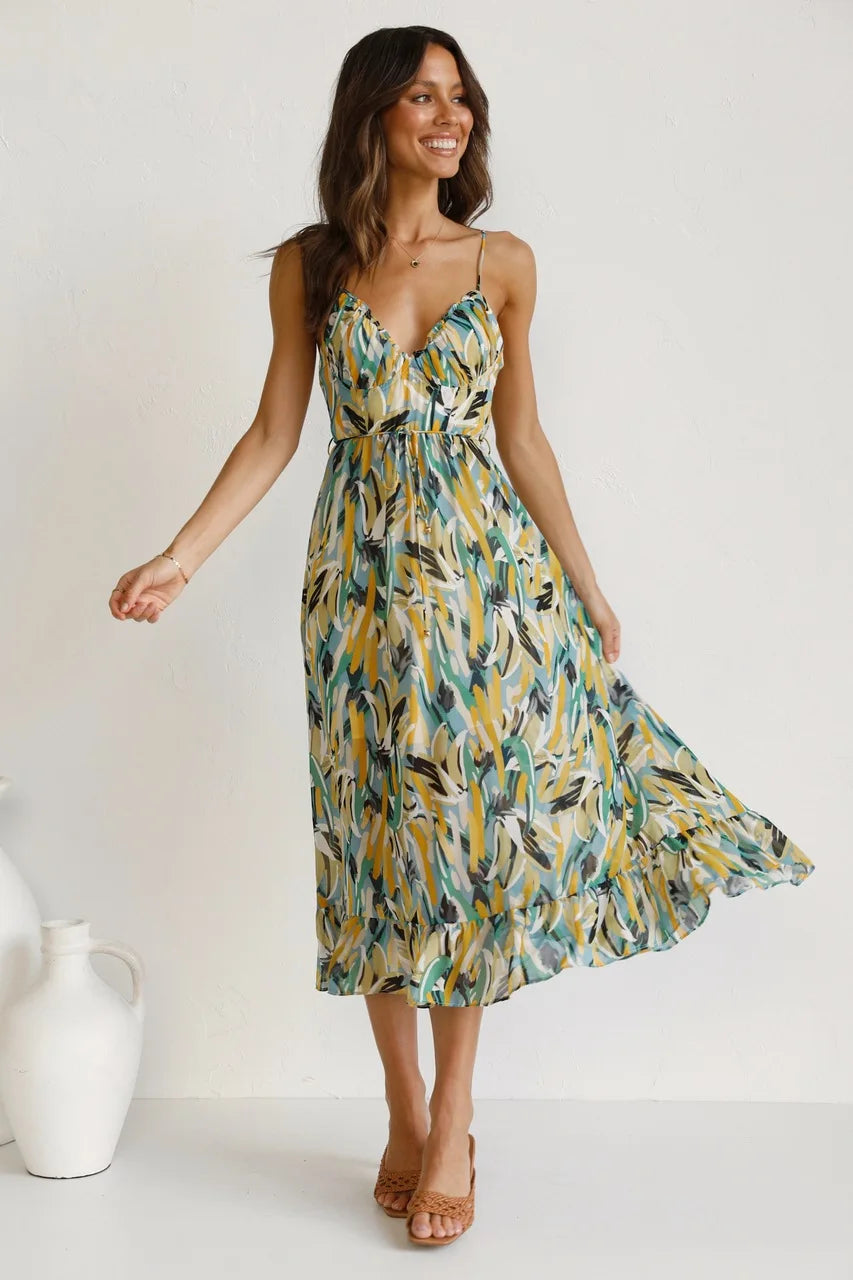 Colorful Dress for Women – Elegant Floral Print Summer Dress