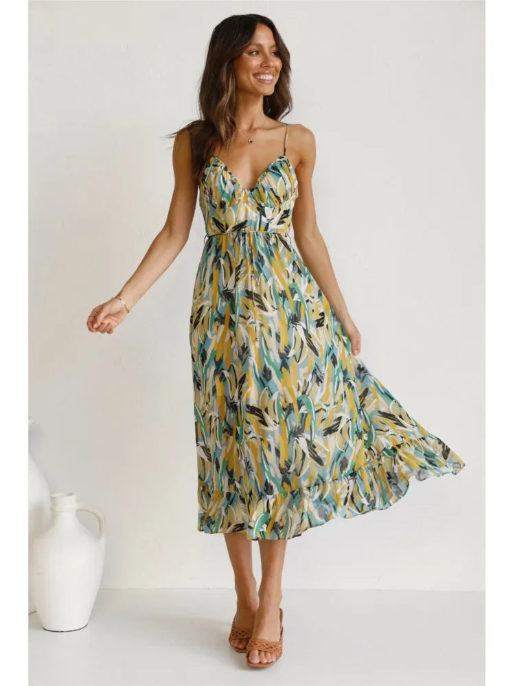 Colorful Dress for Women – Elegant Floral Print Summer Dress